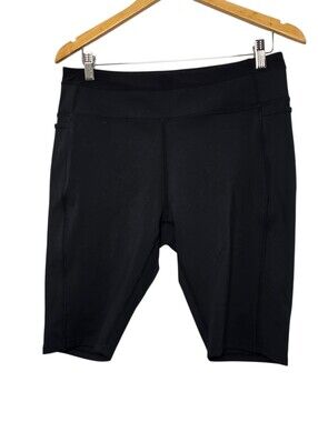 Women's Black Bike Shorts w/ Pockets Above Knee Athletic Activewear Workout
